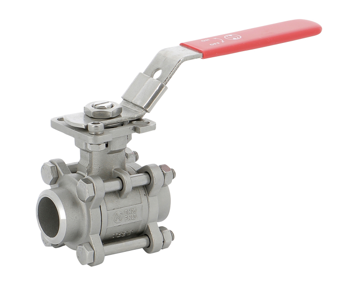 Stainless steel ball valve 741 3-piece body BW + ISO pad 1/2''
